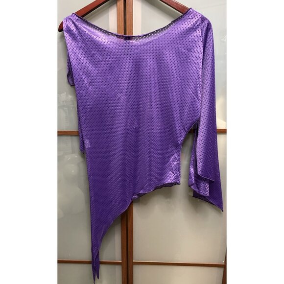 Windsor Vintage Y2k 90s Lakers Asymmetrical Jersey Mesh Sheer Blouse Top Size S - Picture 2 of 8